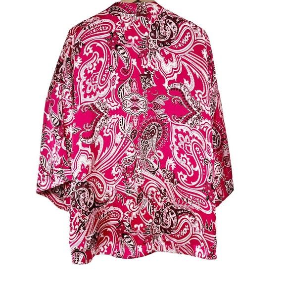 Violet & Claire Pink Paisley Open Front Kimono Top Womens Sz M Lined Boho Satin - Picture 2 of 7